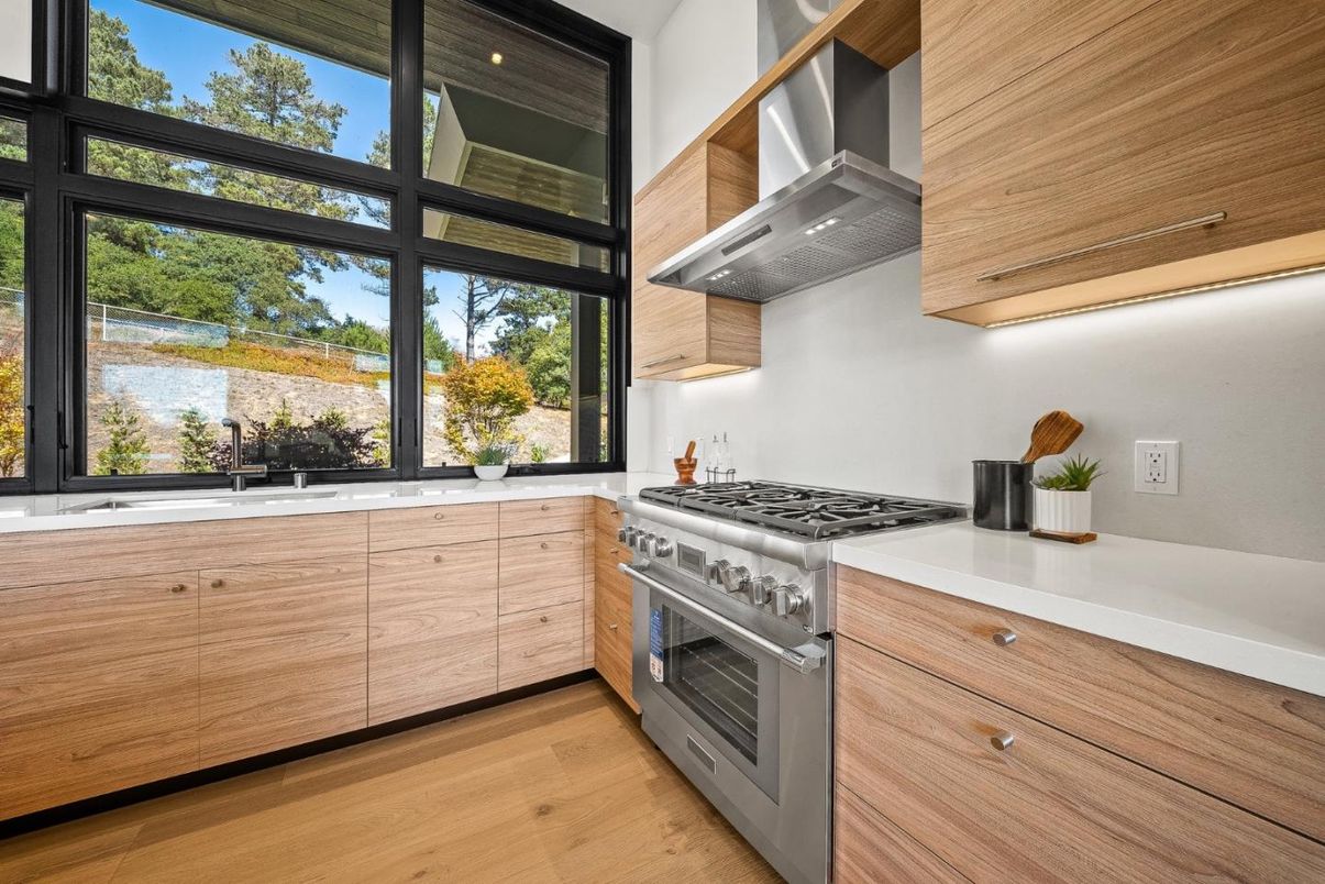 Interior, Kitchen, Stainless Steel Appliances, Wood Texture Flooring