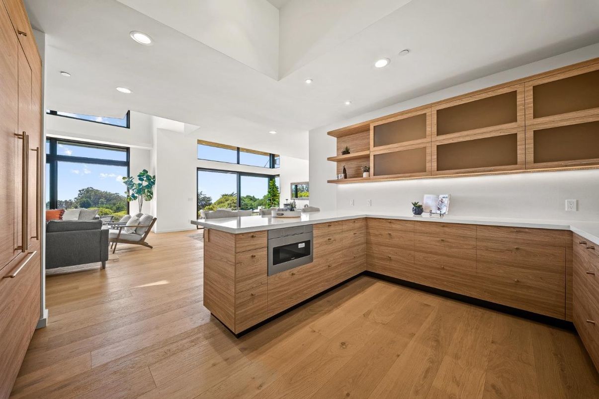 Interior, Kitchen, Recessed Lighting, Wood Texture Flooring