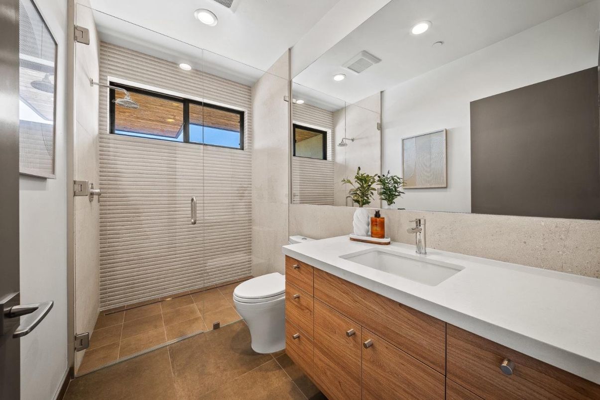 Bathroom, Glass Shower, Interior, Recessed Lighting