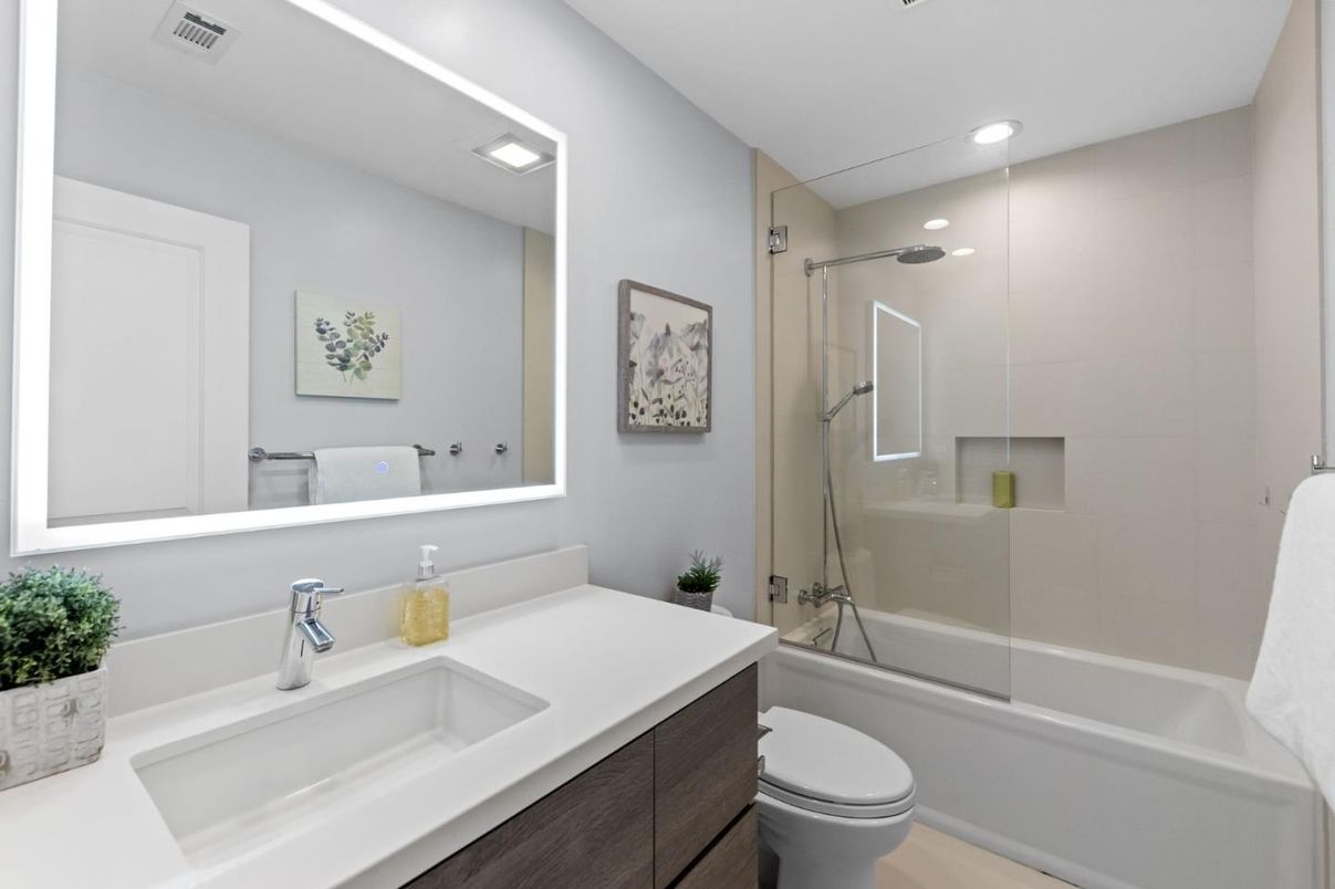 Bathroom, Glass Shower, Interior, Recessed Lighting
