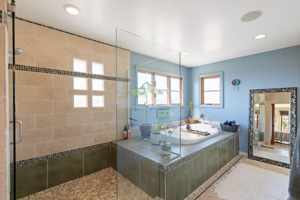 Bathroom, Glass Shower, Interior, Recessed Lighting
