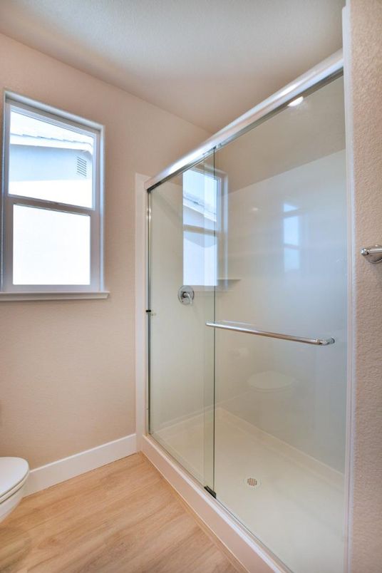 Bathroom, Glass Shower, Interior, Wood Texture Flooring