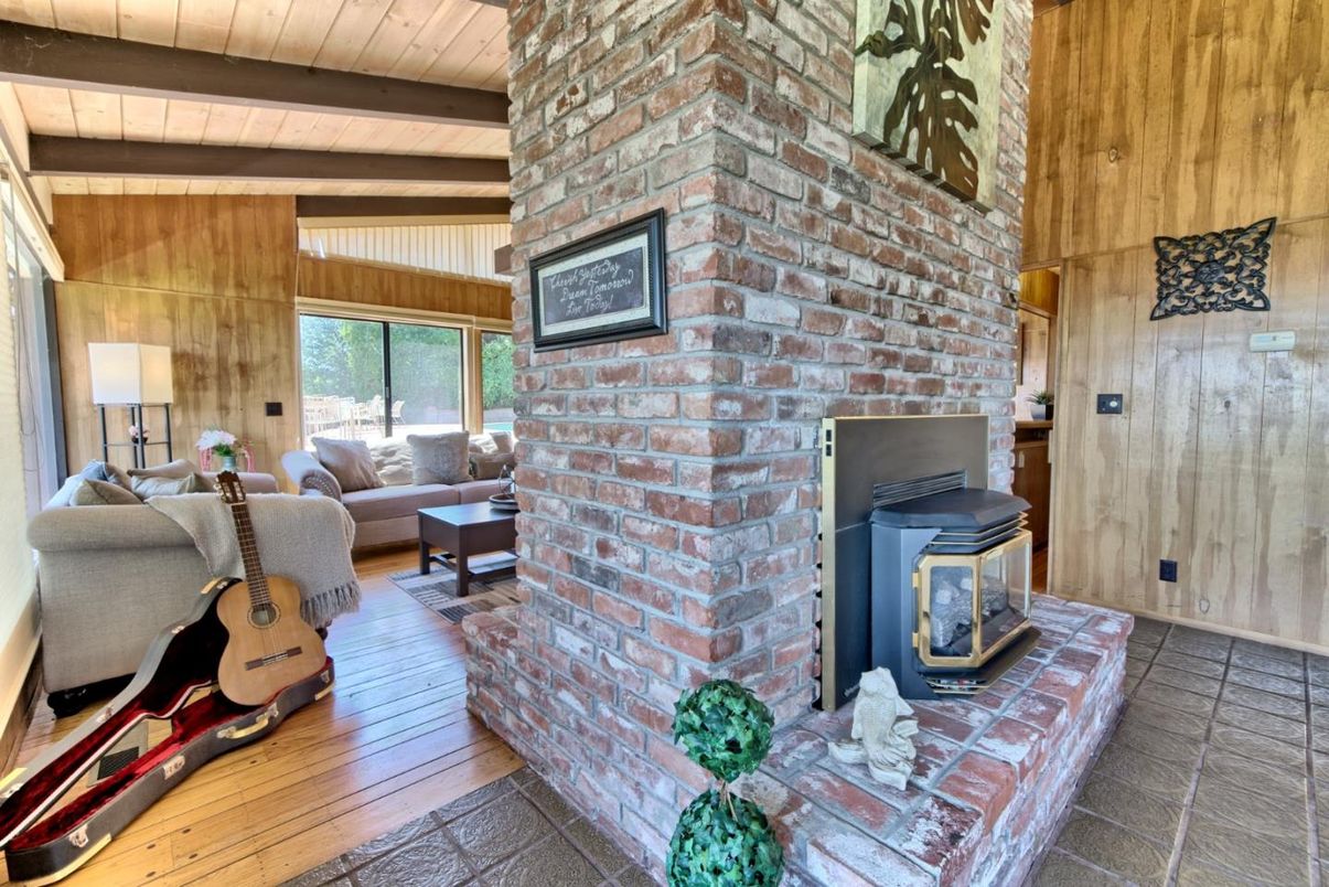 Fireplace, Interior, Living room, Stone Walls, Wooden Beams, Wooden Ceilings, Wood Texture Flooring