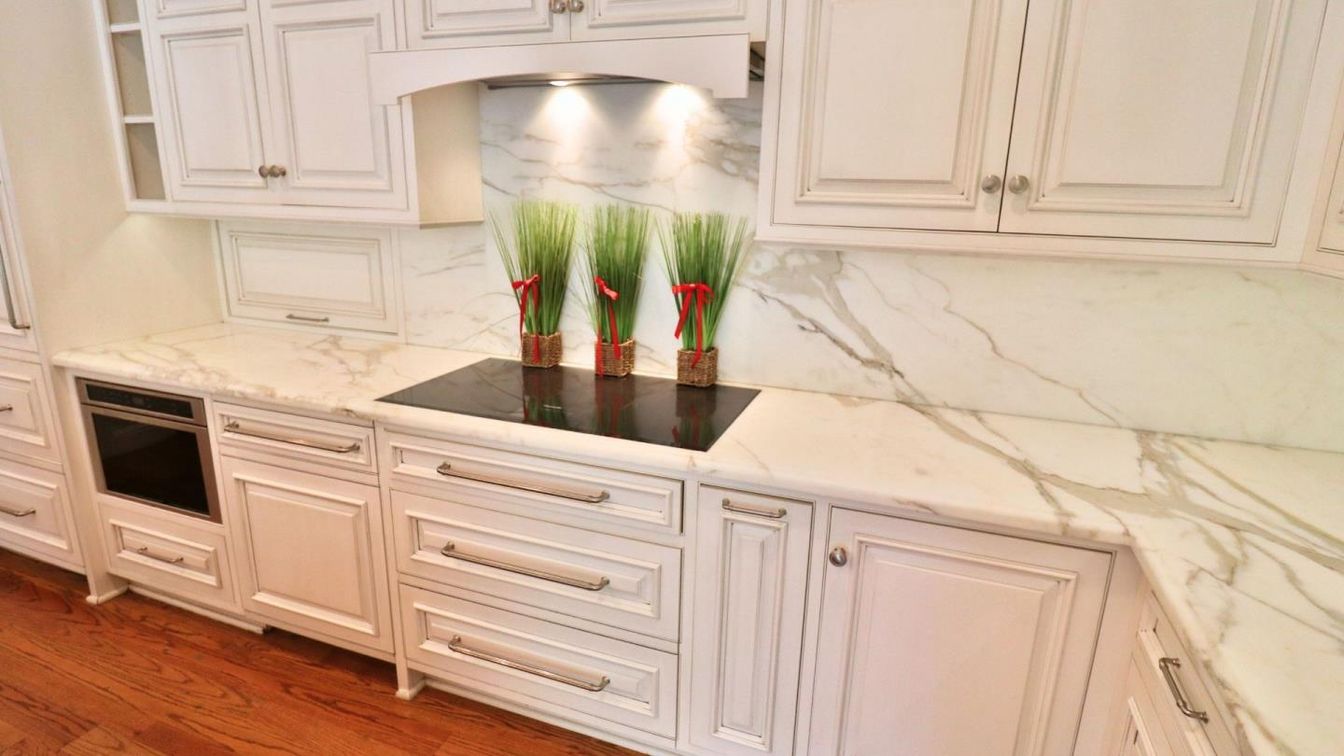 Interior, Kitchen, Marble Walls, Wood Texture Flooring