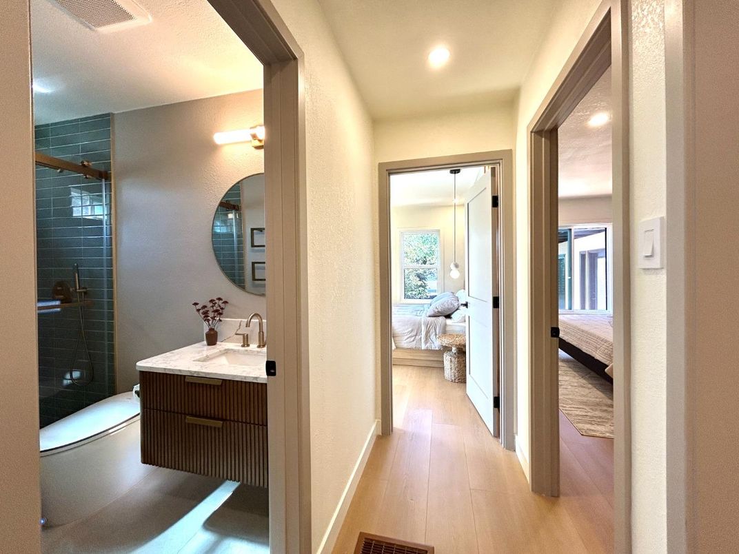 Bathroom, Bedroom, Interior, Recessed Lighting, Wood Texture Flooring