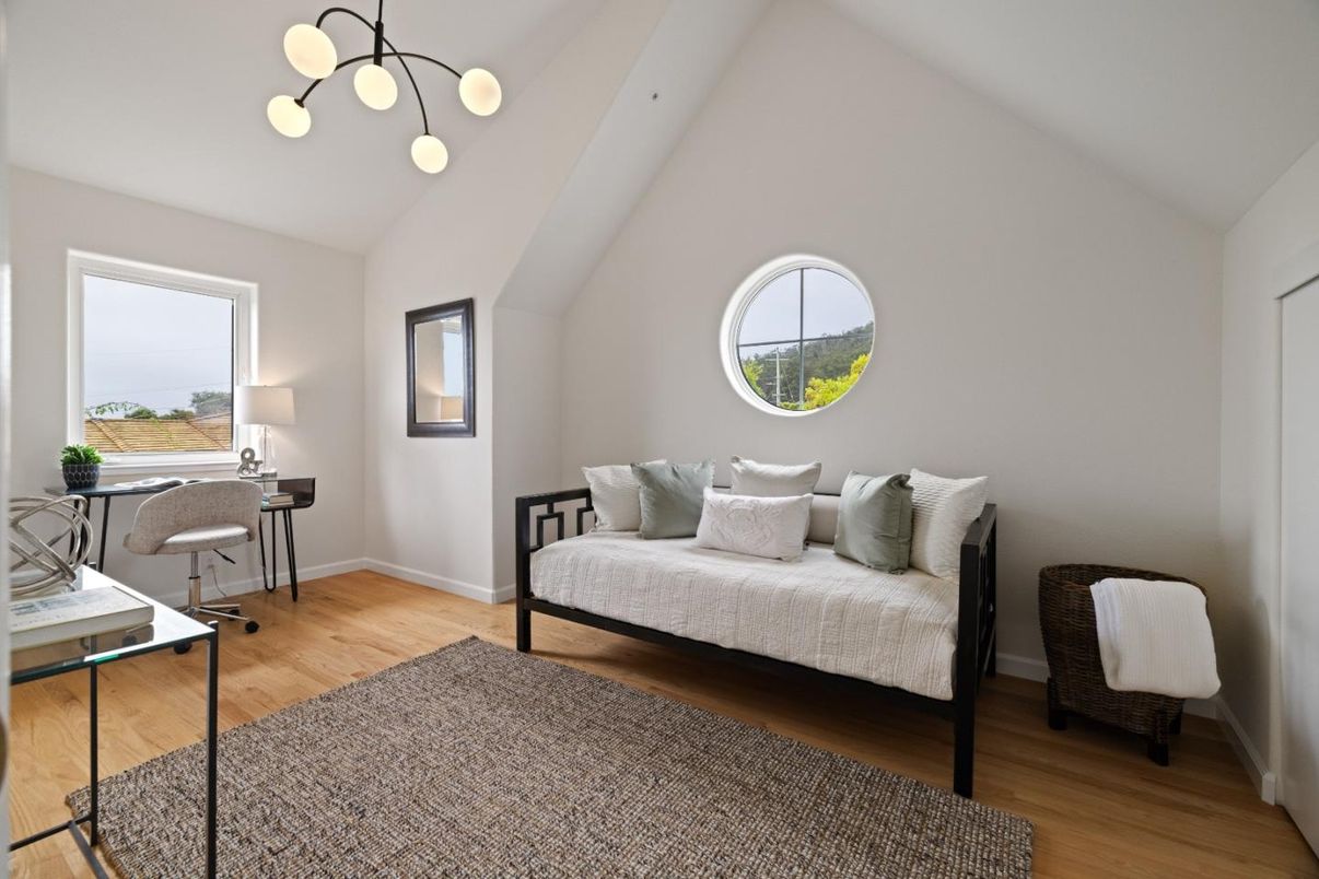 Home Office, Interior, Pendant Lights, Wood Texture Flooring