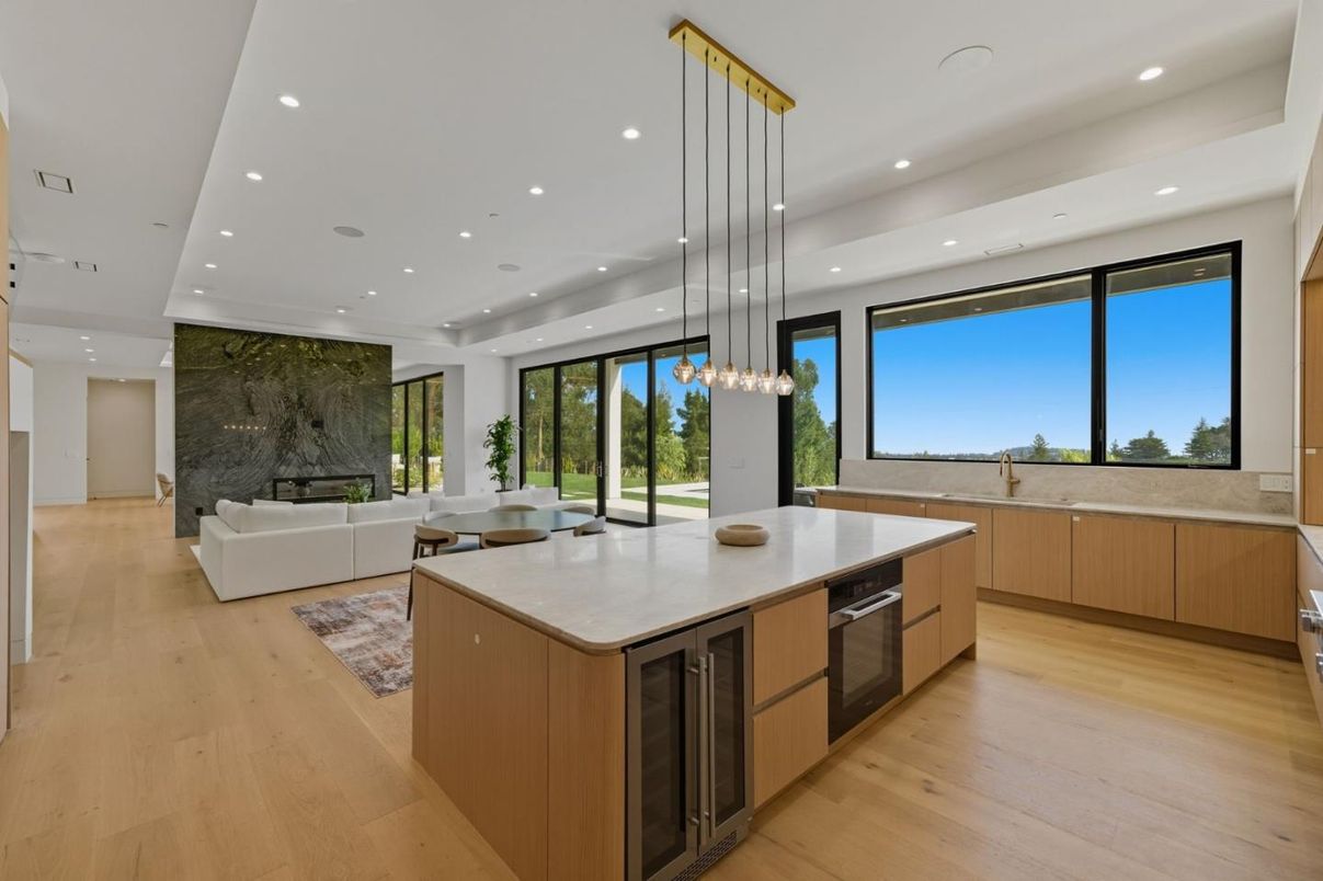 Interior, Kitchen, Living room, Pendant Lights, Recessed Lighting, Wood Texture Flooring