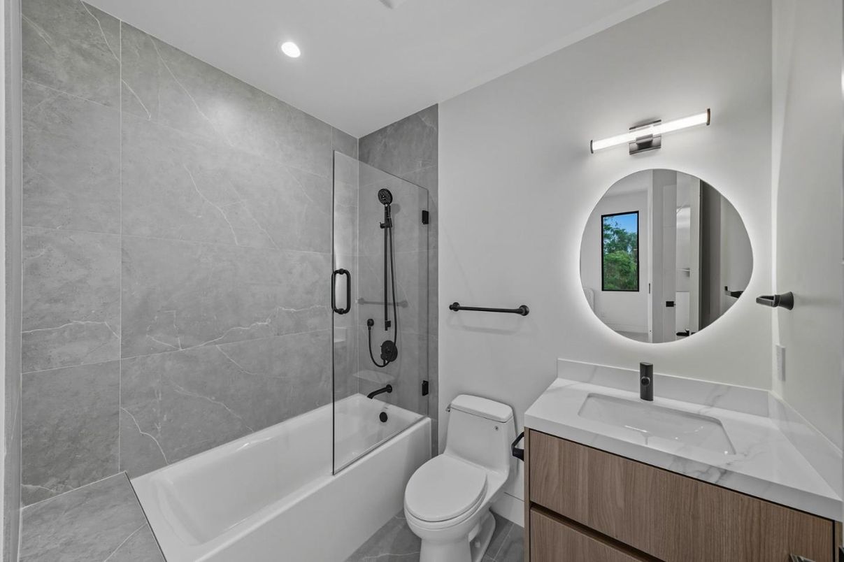 Bathroom, Glass Shower, Interior, Recessed Lighting