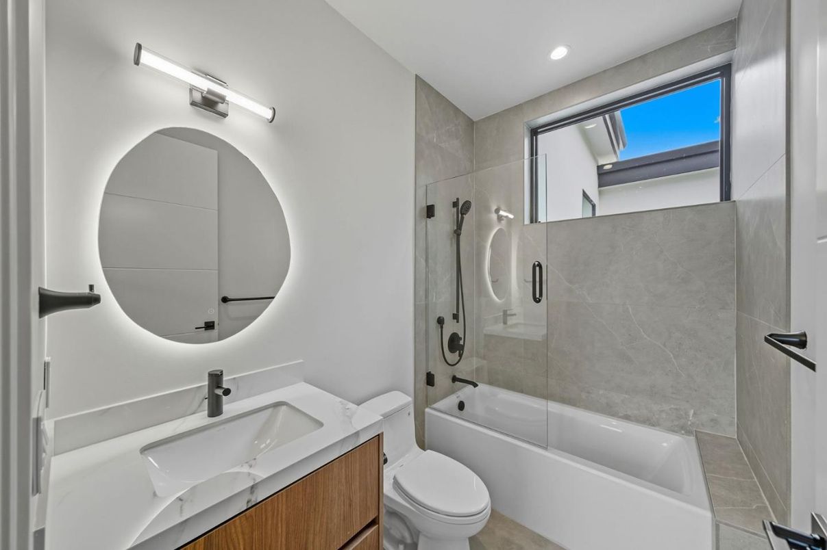 Bathroom, Glass Shower, Interior, Recessed Lighting