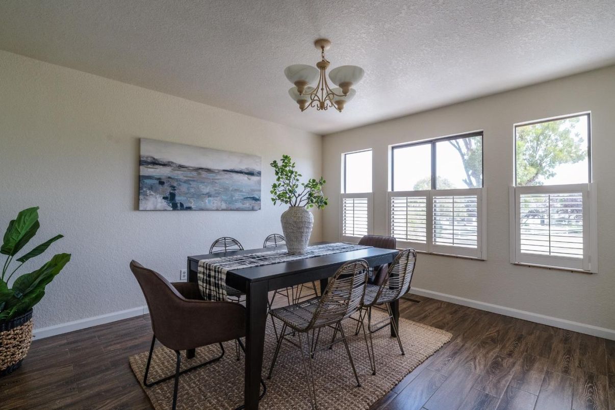 Chandelier, Dining room, Interior, Wood Texture Flooring