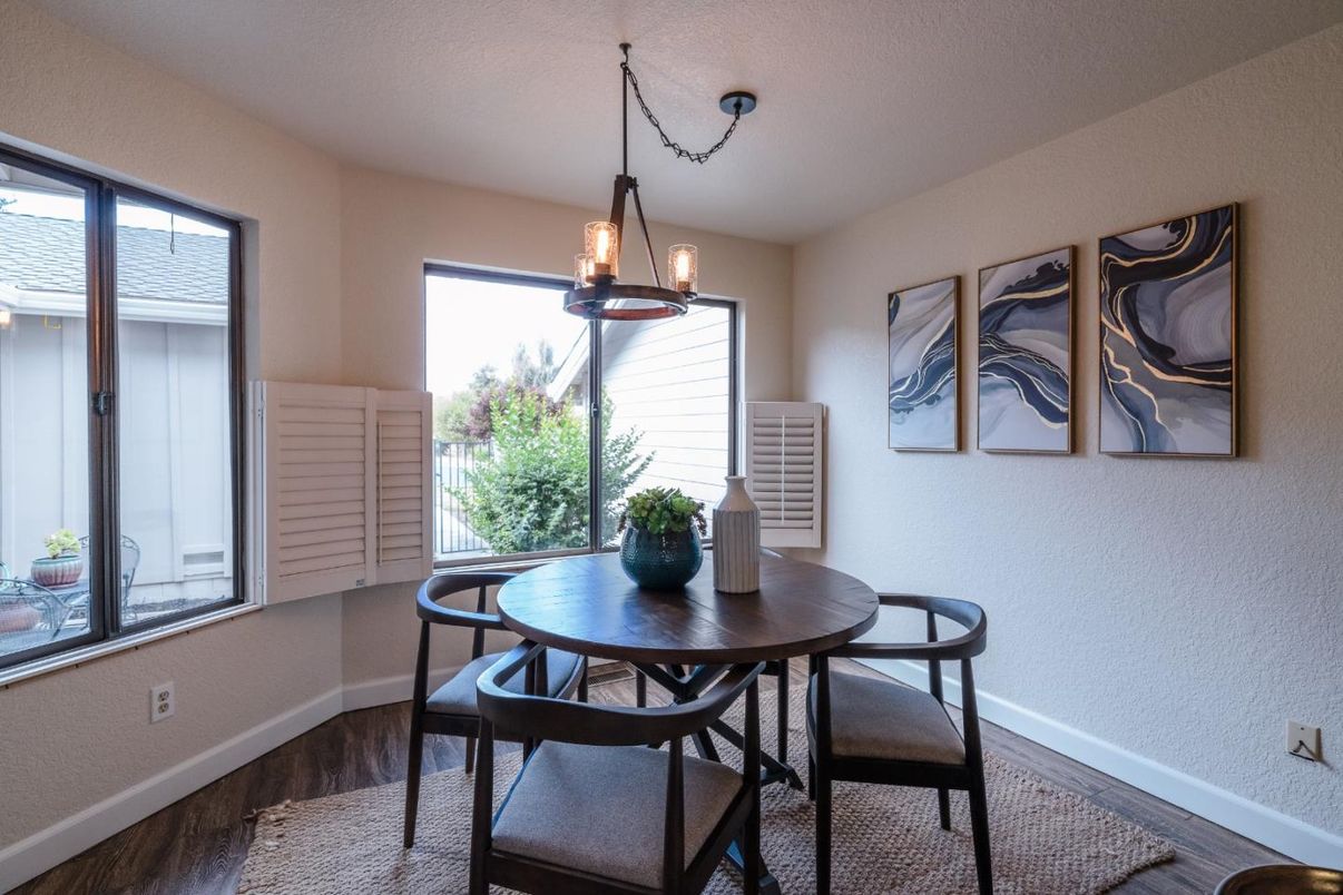 Chandelier, Dining room, Interior, Pendant Lights, Wood Texture Flooring