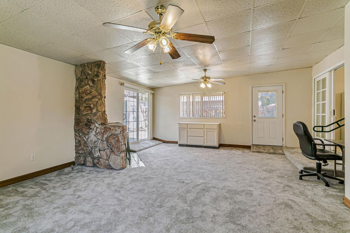 Fireplace, Home Office, Interior, Stone Walls
