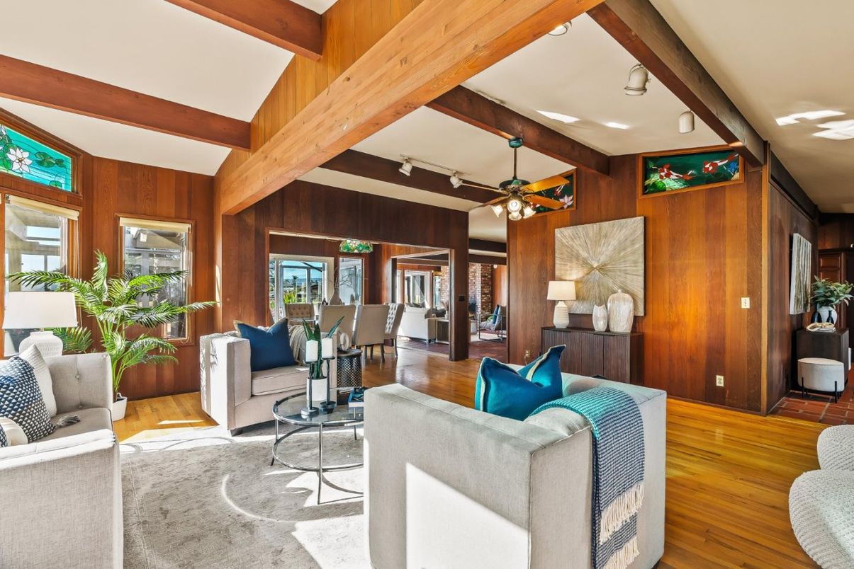 Interior, Living room, Wooden Beams, Wood Texture Flooring, Wooden Walls