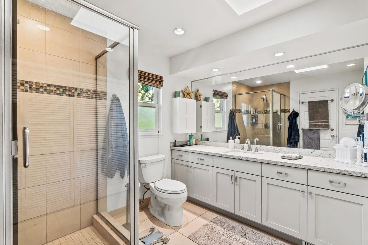 Bathroom, Dual Sink Vanities, Glass Shower, Interior, Recessed Lighting