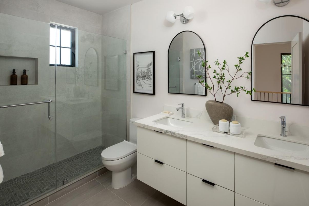 Bathroom, Dual Sink Vanities, Glass Shower, Interior