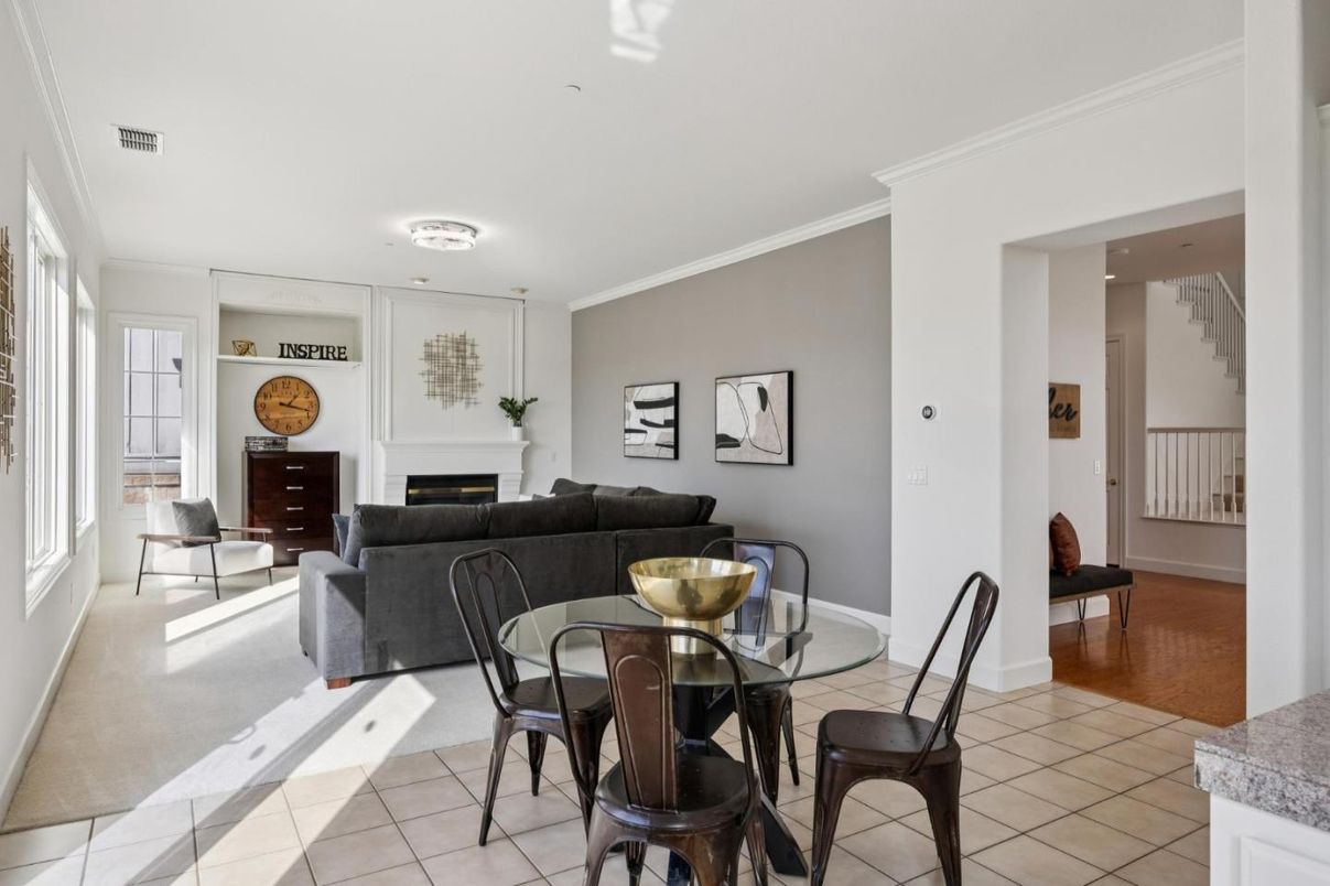 Dining room, Fireplace, Interior, Living room