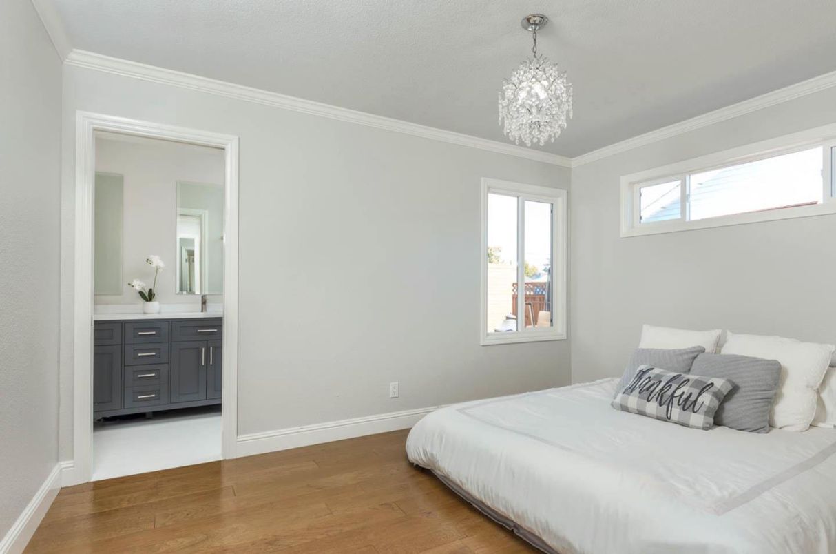 Bedroom, Chandelier, Interior, Wood Texture Flooring