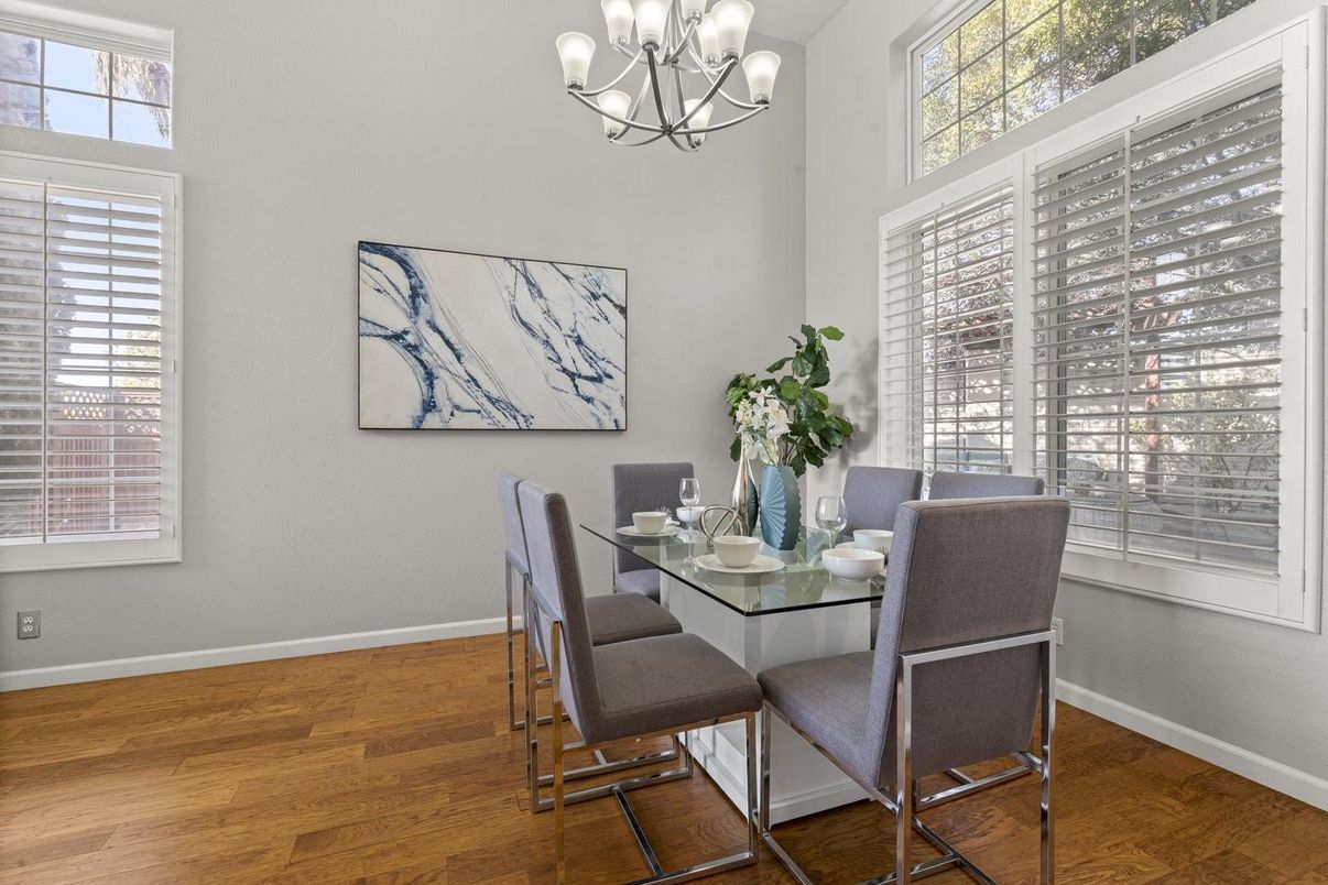 Chandelier, Dining room, Interior, Wood Texture Flooring