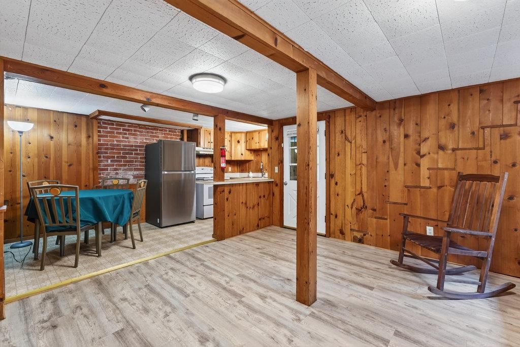 Dining room, Interior, Kitchen, Stone Walls, Wood Texture Flooring, Wooden Walls