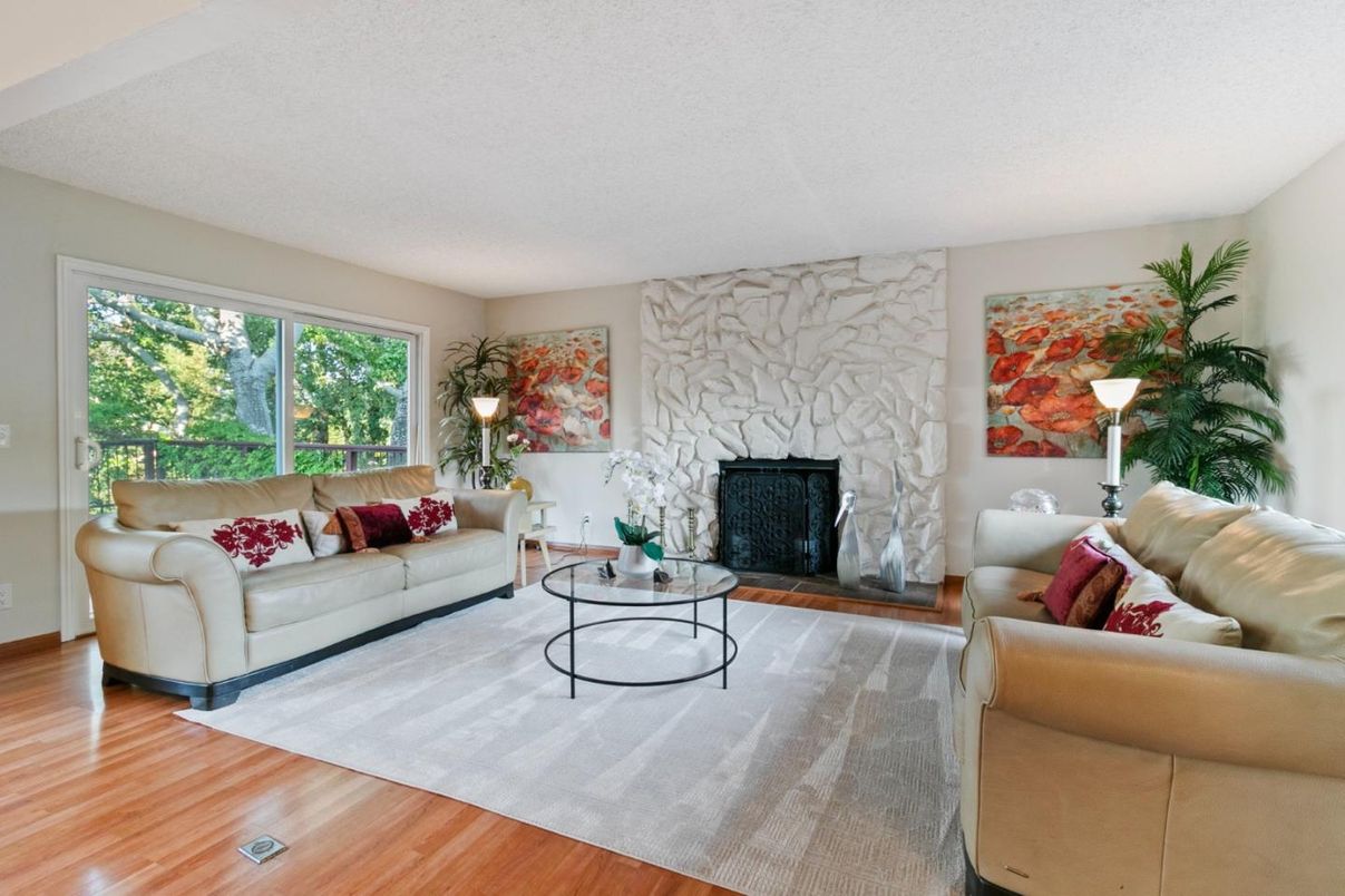 Fireplace, Interior, Living room, Stone Walls, Wood Texture Flooring