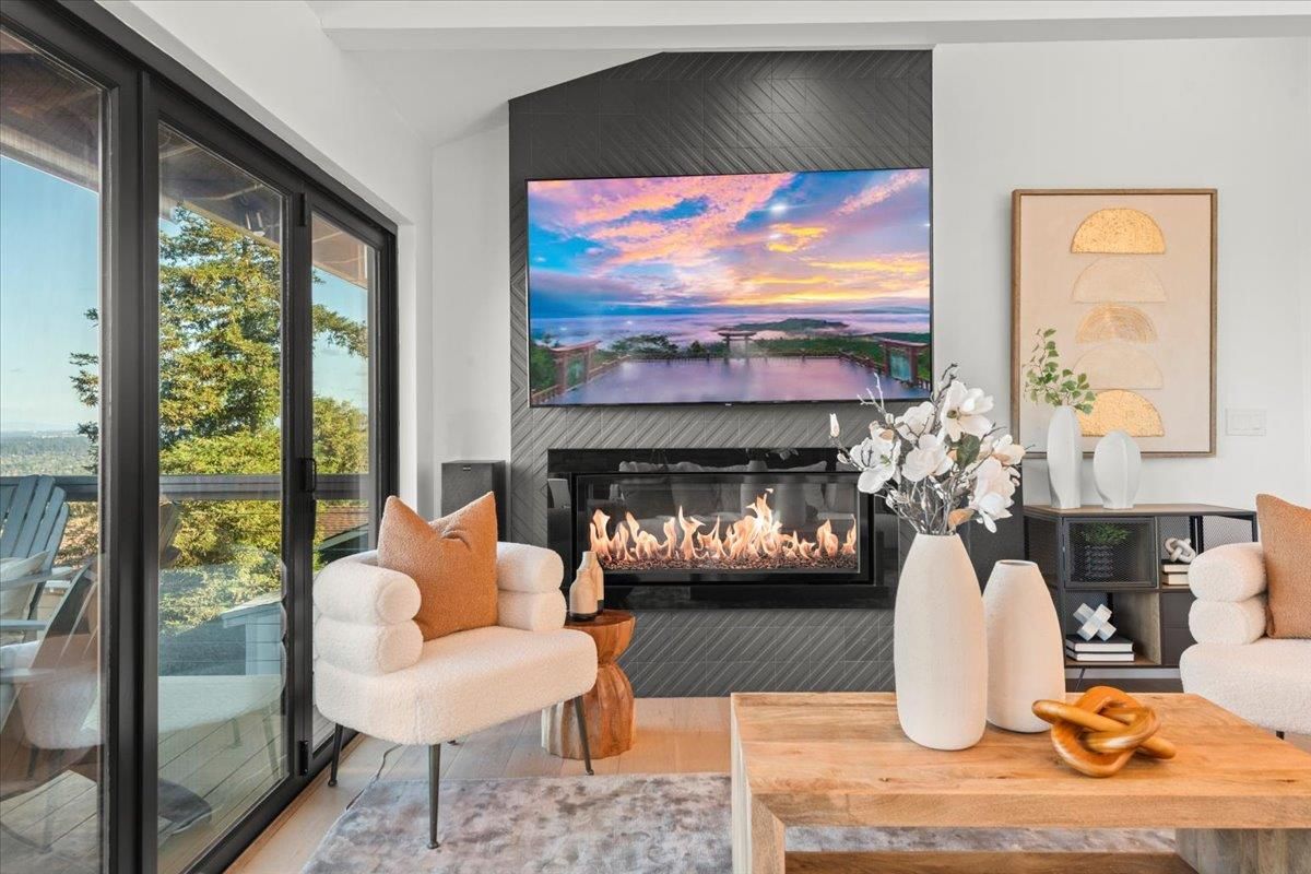 Fireplace, Interior, Living room, Water, Wood Texture Flooring