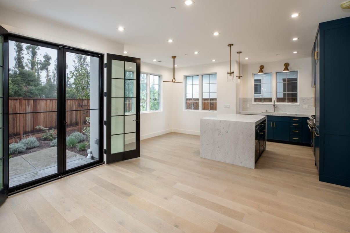 Interior, Kitchen, Pendant Lights, Recessed Lighting, Wood Texture Flooring
