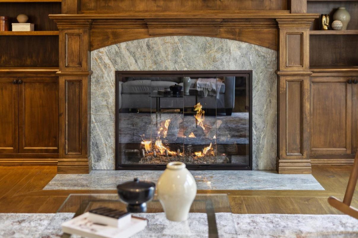 Fireplace, Interior, Wood Texture Flooring