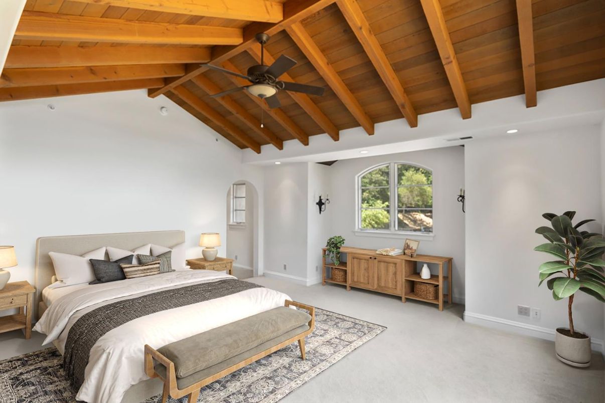 Bedroom, Interior, Recessed Lighting, Wooden Beams, Wooden Ceilings