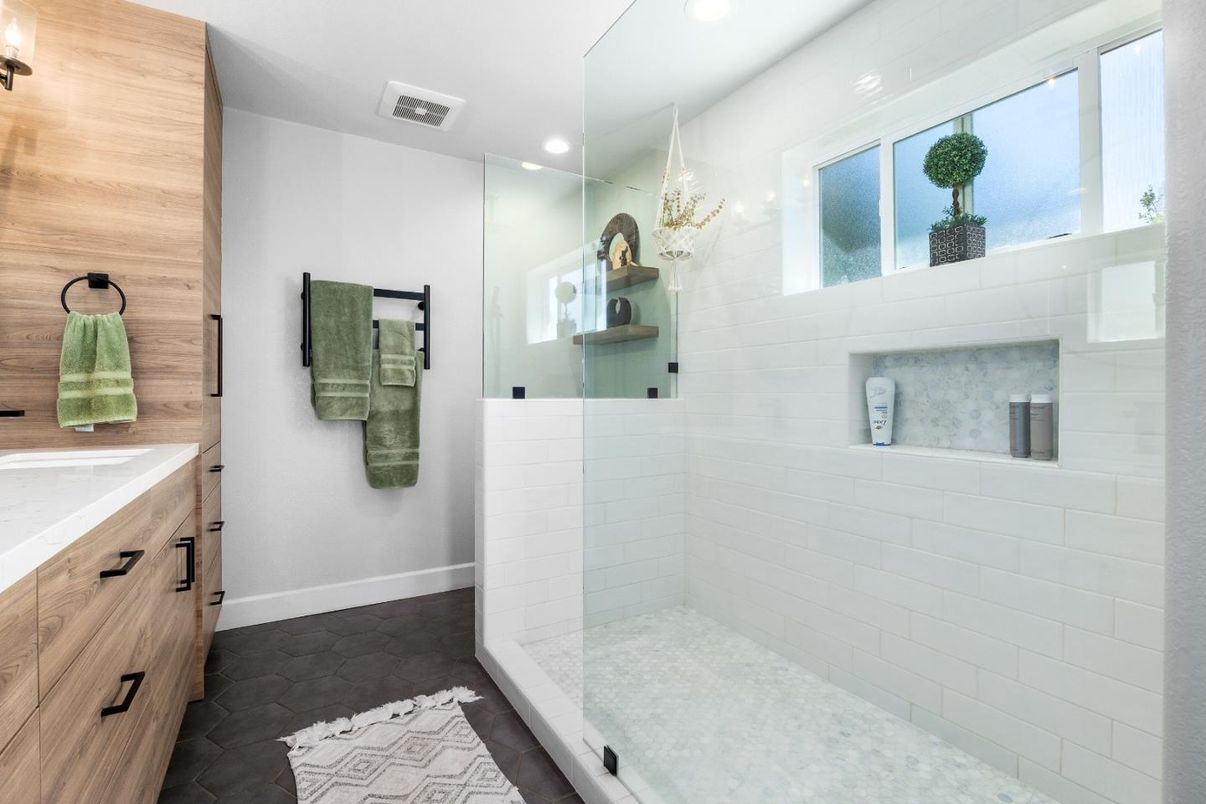 Bathroom, Glass Shower, Interior, Recessed Lighting