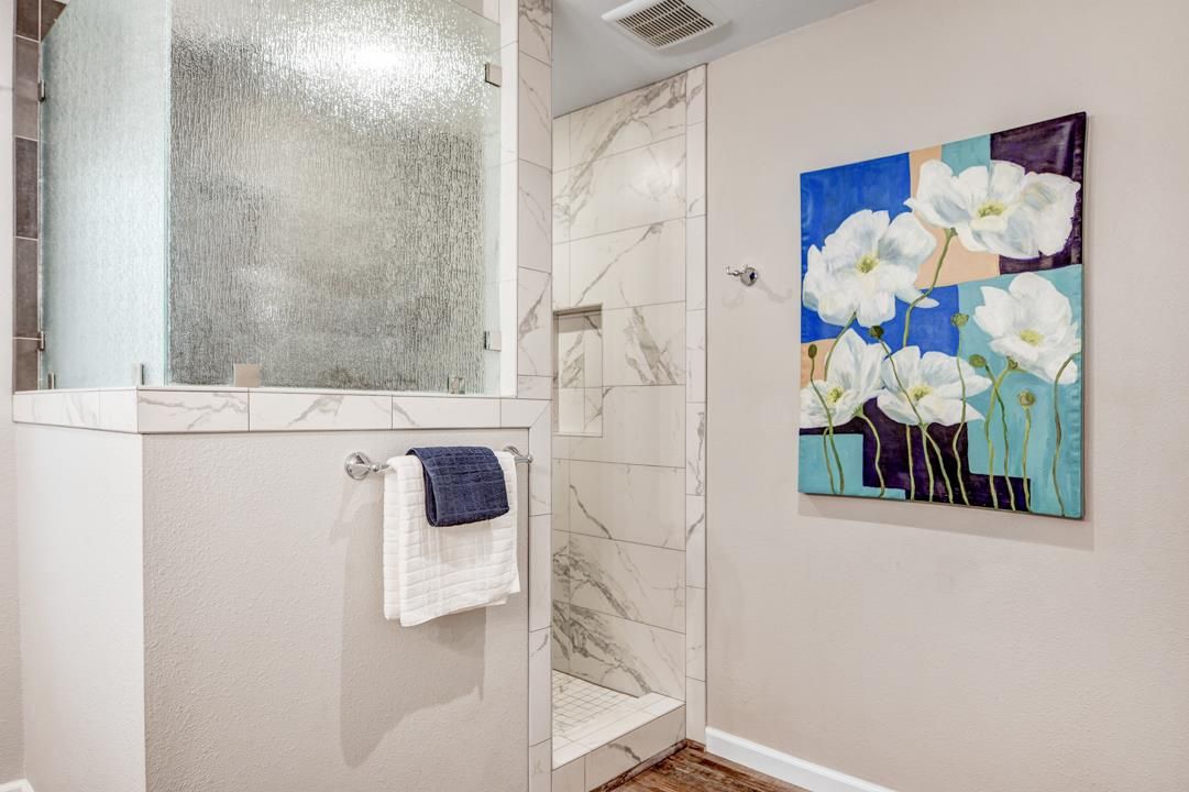 Bathroom, Glass Shower, Interior, Marble Walls