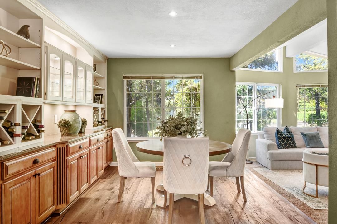 Dining room, Interior, Recessed Lighting, Wood Texture Flooring
