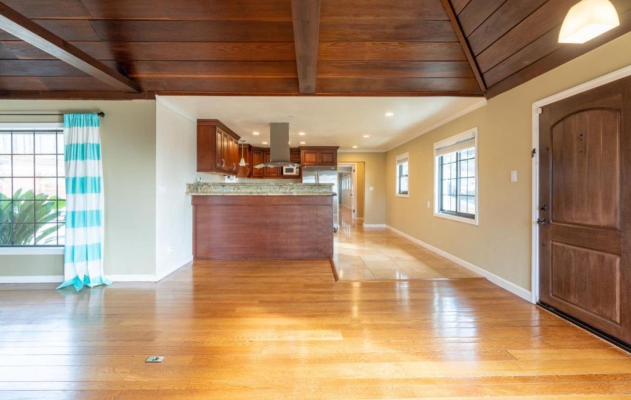 Interior, Kitchen, Recessed Lighting, Wooden Beams, Wooden Ceilings, Wood Texture Flooring