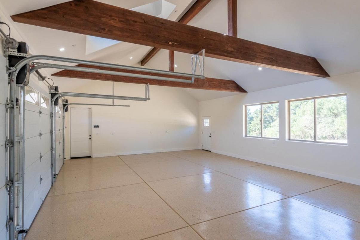 Garage, Interior, Recessed Lighting, Wooden Beams