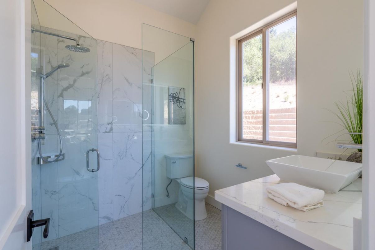 Bathroom, Glass Shower, Interior, Marble Walls