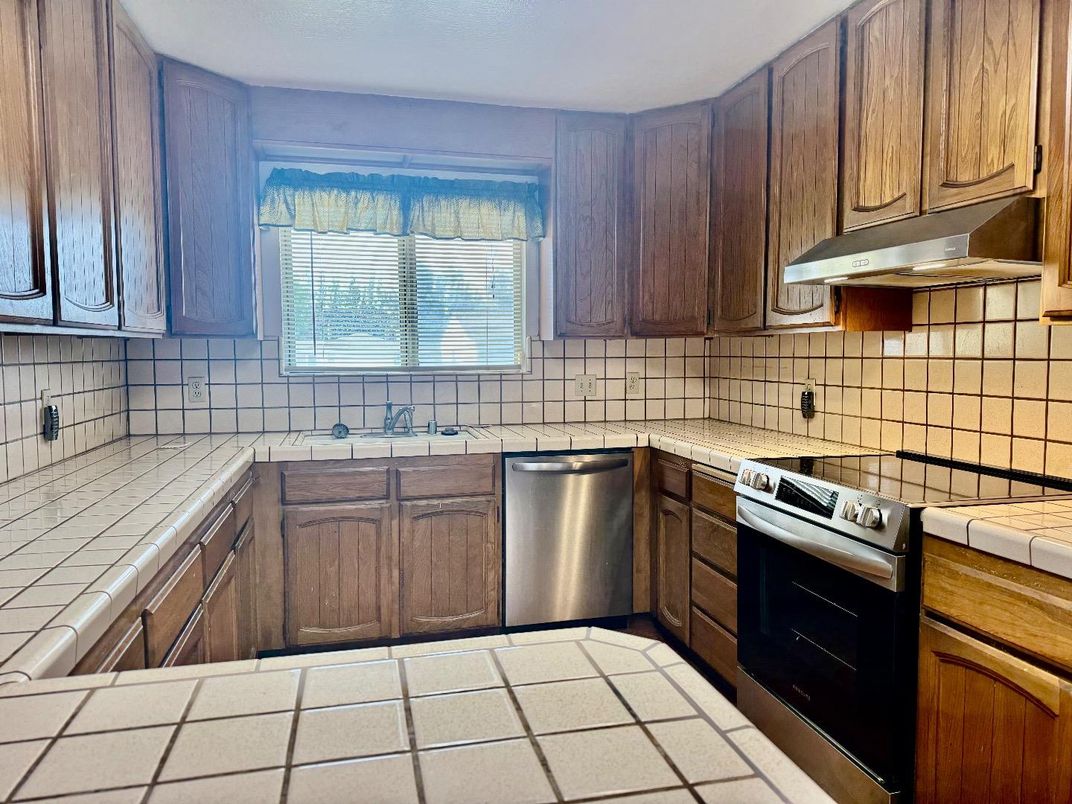 Interior, Kitchen, Stainless Steel Appliances, Tile Countertops