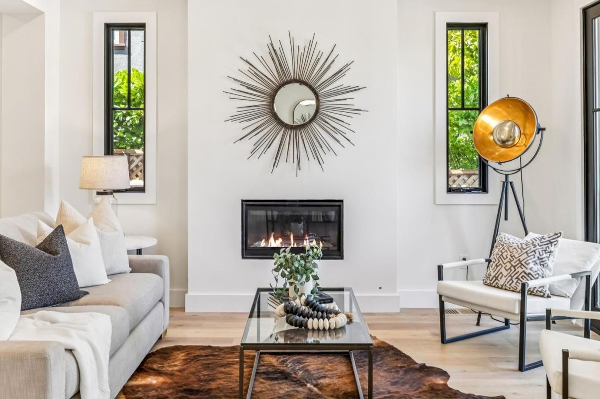 Fireplace, Interior, Living room, Wood Texture Flooring