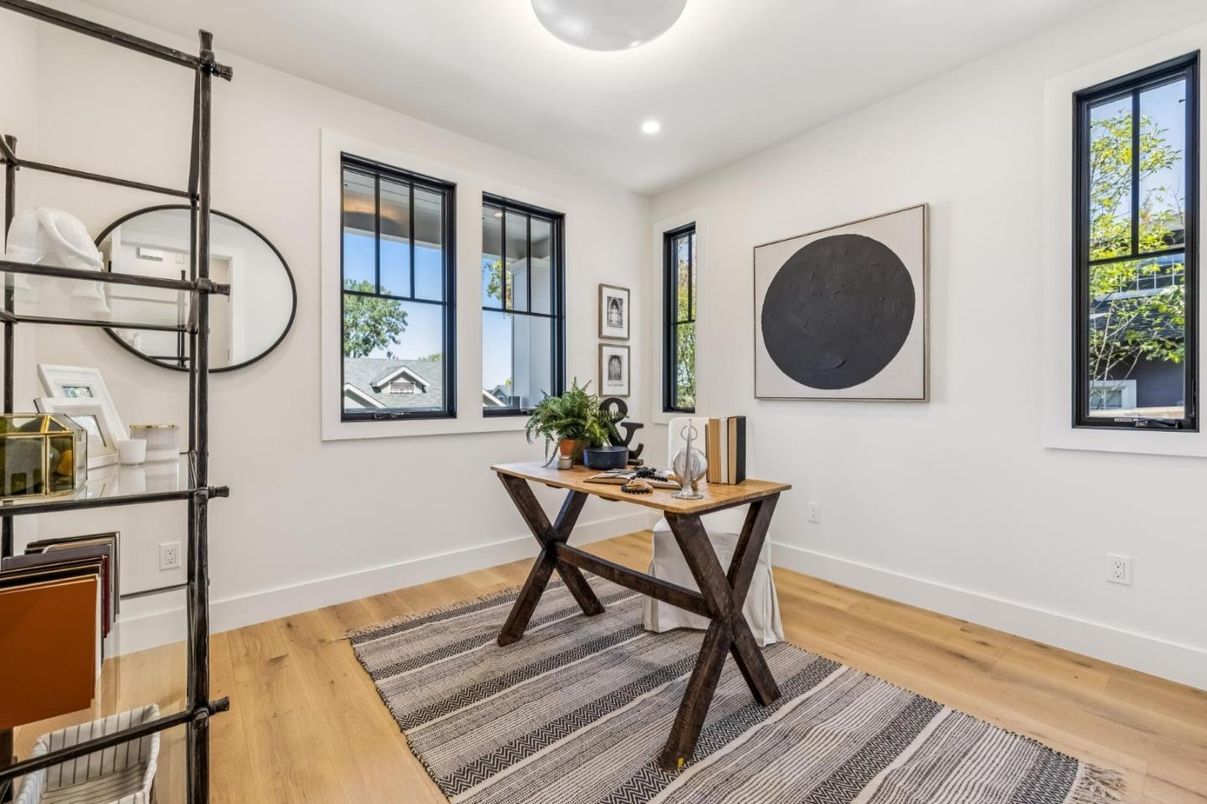 Home Office, Interior, Recessed Lighting, Wood Texture Flooring