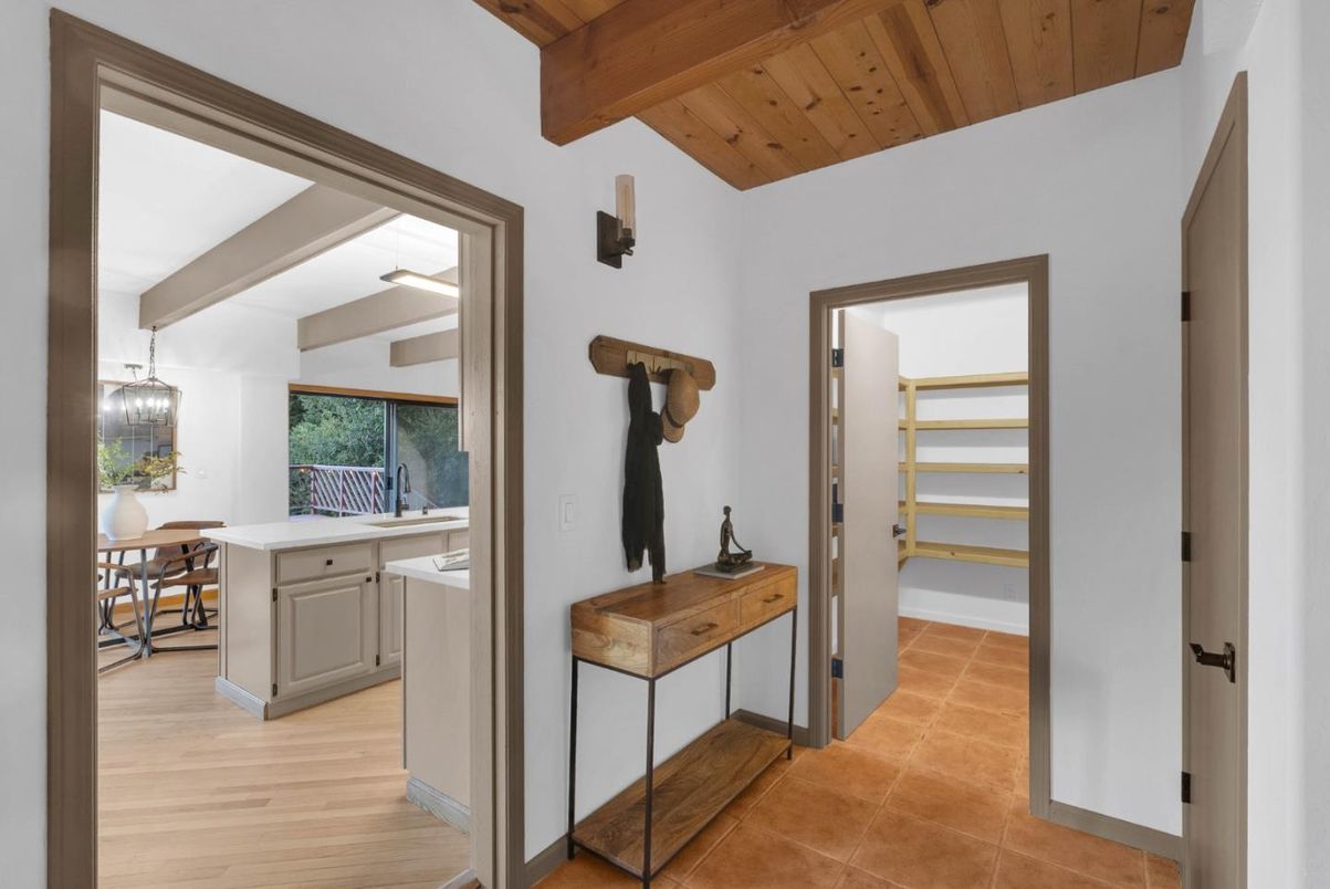 Dining room, Interior, Pendant Lights, Wooden Beams, Wooden Ceilings, Wood Texture Flooring