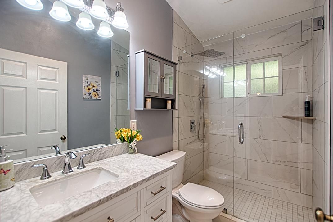 Bathroom, Glass Shower, Interior, Marble Walls