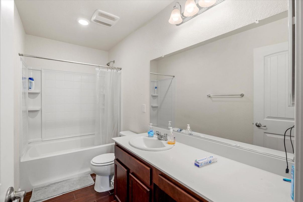 Bathroom, Interior, Recessed Lighting, Wood Texture Flooring