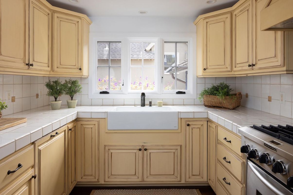 Interior, Kitchen, Recessed Lighting, Stainless Steel Appliances, Tile Countertops