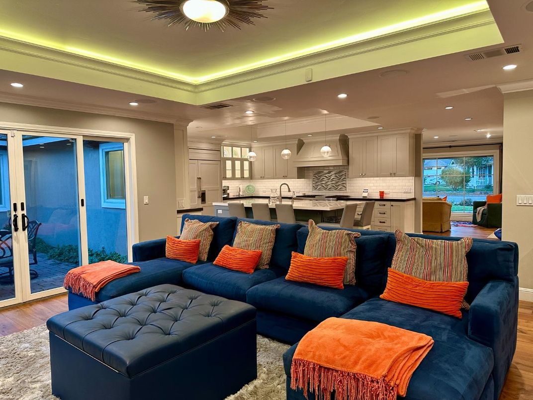 Interior, Kitchen, Living room, Pendant Lights, Recessed Lighting, Wood Texture Flooring