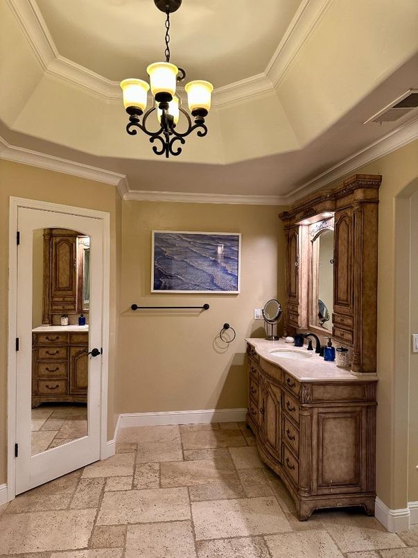 Bathroom, Chandelier, Interior