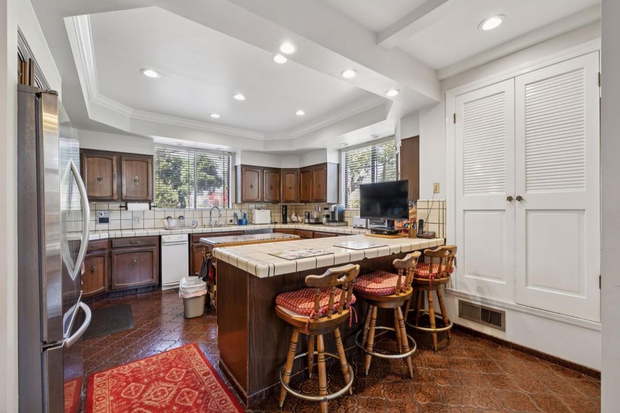 Interior, Kitchen, Recessed Lighting, Stainless Steel Appliances, Tile Countertops