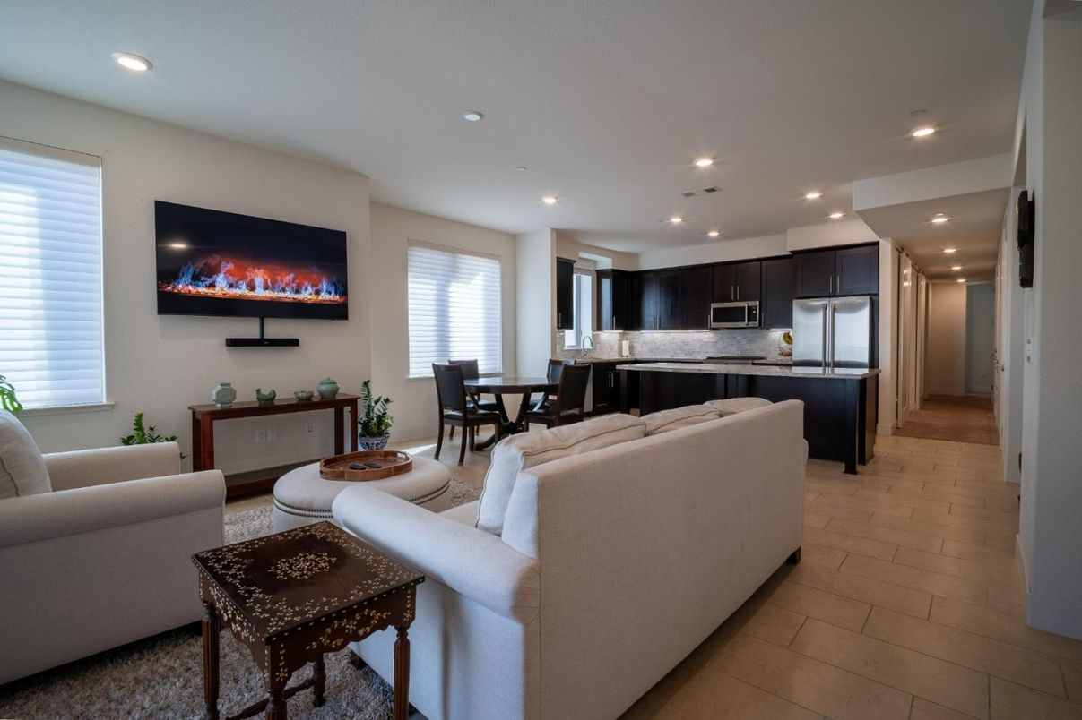 Dining room, Interior, Kitchen, Living room, Recessed Lighting, Stainless Steel Appliances