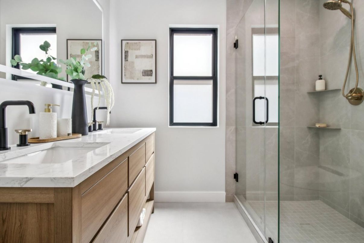 Bathroom, Dual Sink Vanities, Glass Shower, Interior