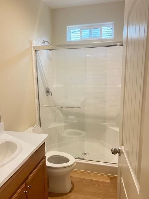 Bathroom, Glass Shower, Interior, Wood Texture Flooring
