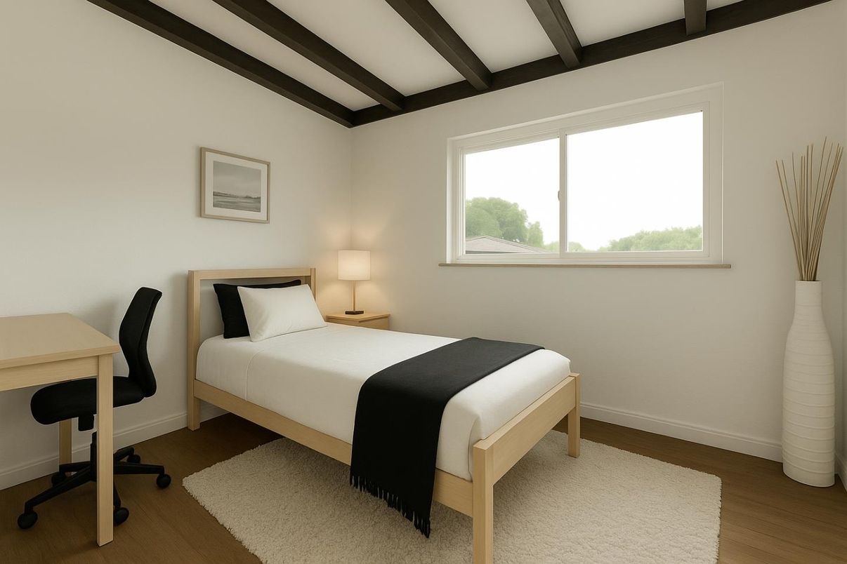 Bedroom, Interior, Wooden Beams, Wood Texture Flooring
