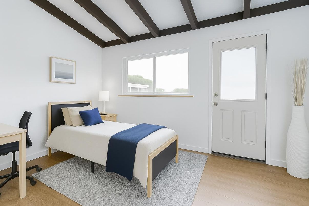 Bedroom, Interior, Wooden Beams, Wood Texture Flooring