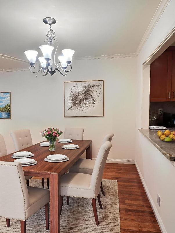 Chandelier, Dining room, Interior, Wood Texture Flooring